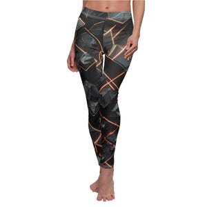 Fractured Mosaic Festival Leggings: Blacklight Reactive Neon Yoga Pants