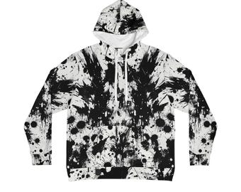 Hoodie met edgy inktvlek abstract expressionisme - urban grunge streetwear-styling met dynamisch getextureerde penseelstreken