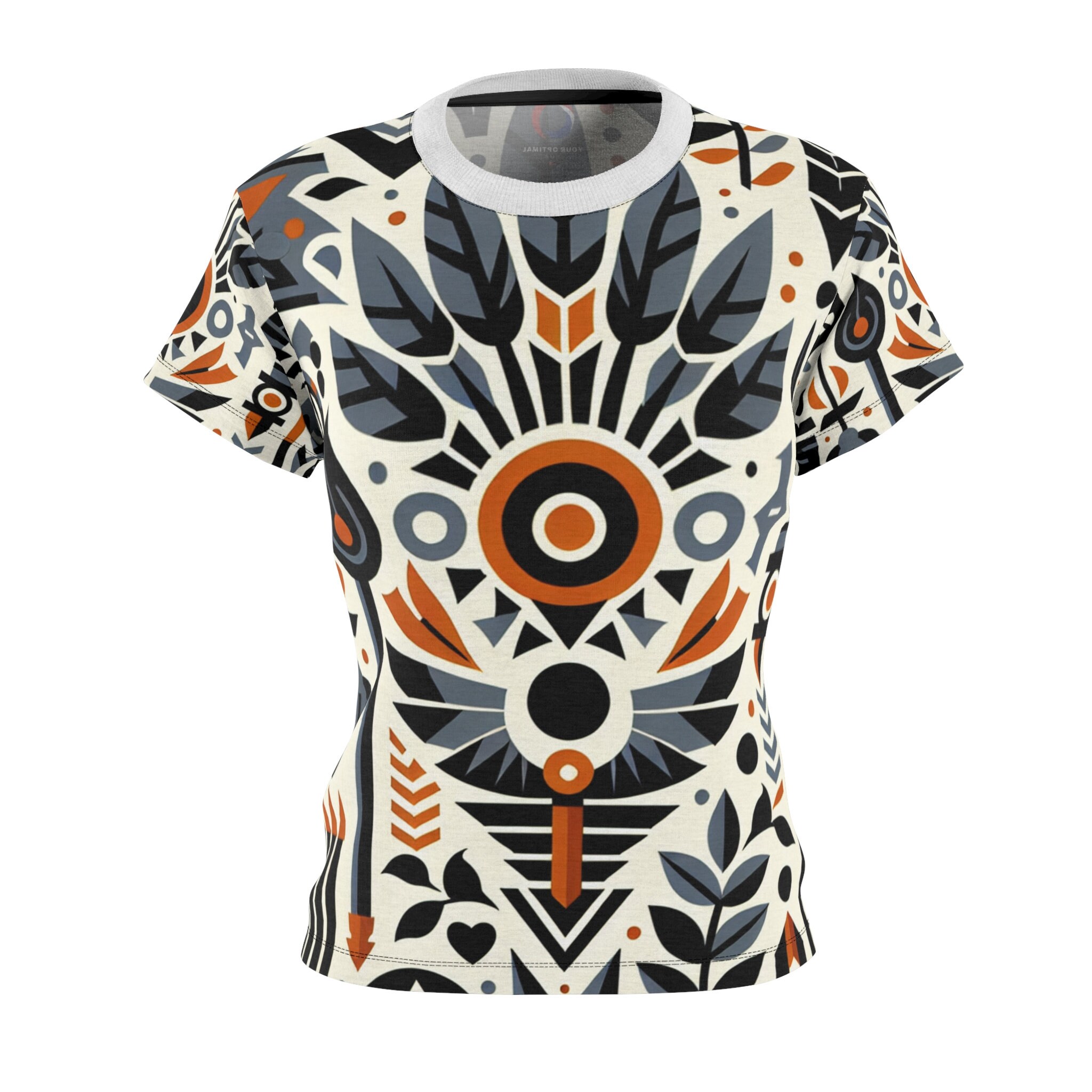 Modern African Graphic Tee, Women's Monochrome & Orange Cultural ...