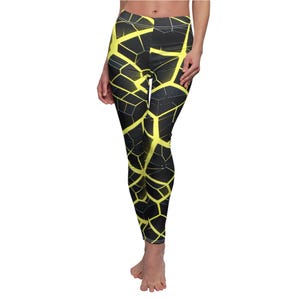 Fractured Mosaic Festival Leggings: Blacklight Reactive Neon Yoga Pants