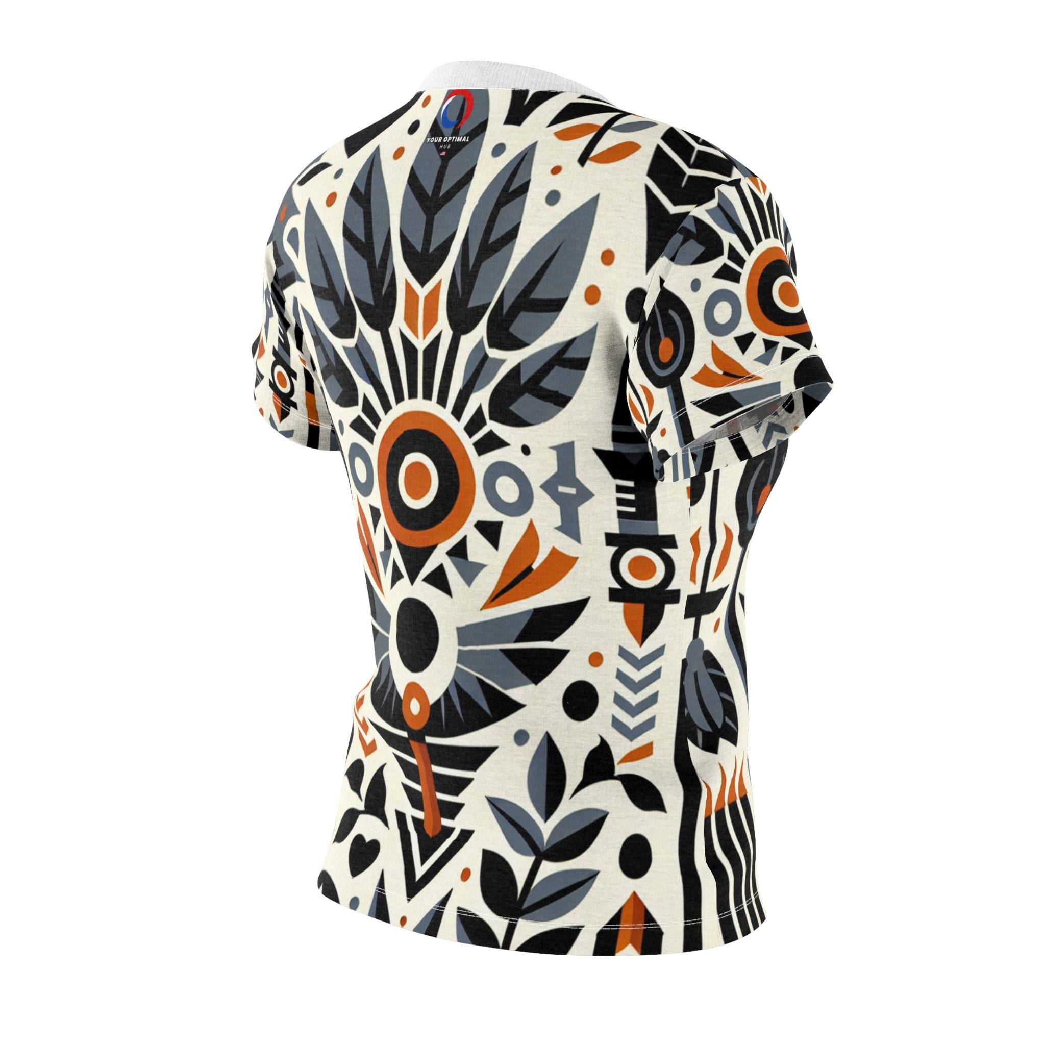 Modern African Graphic Tee, Women's Monochrome & Orange Cultural ...
