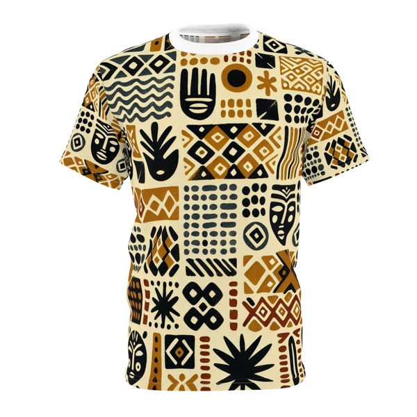 Abstract African Mud Cloth-Inspired T-Shirt: Handcrafted, Organic Motifs - African Tribal Pattern-Inspired T-Shirt