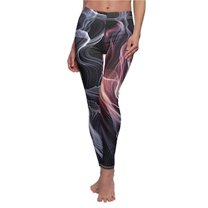 Blacklight Reactive Festival Leggings: Neon Fire Abstract Yoga Pants