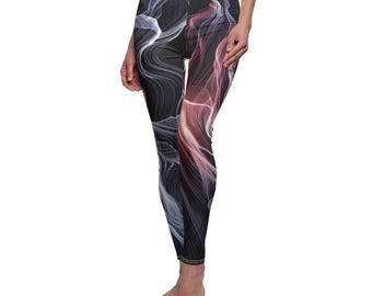 Leggings de festival reactivos a la luz negra: pantalones de yoga abstractos con fuego neón