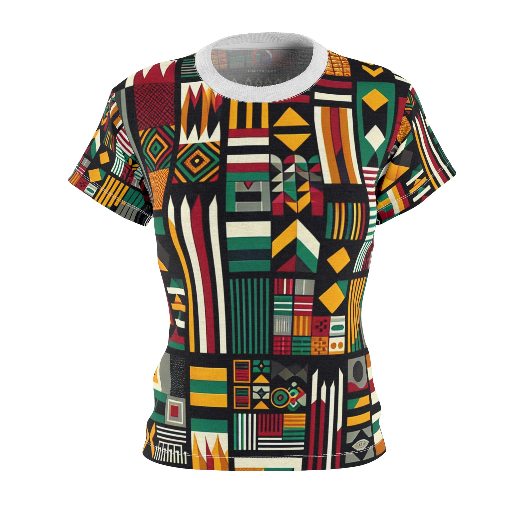 Pan-african Heritage Women's T-shirt: Vibrant Geometric Kente