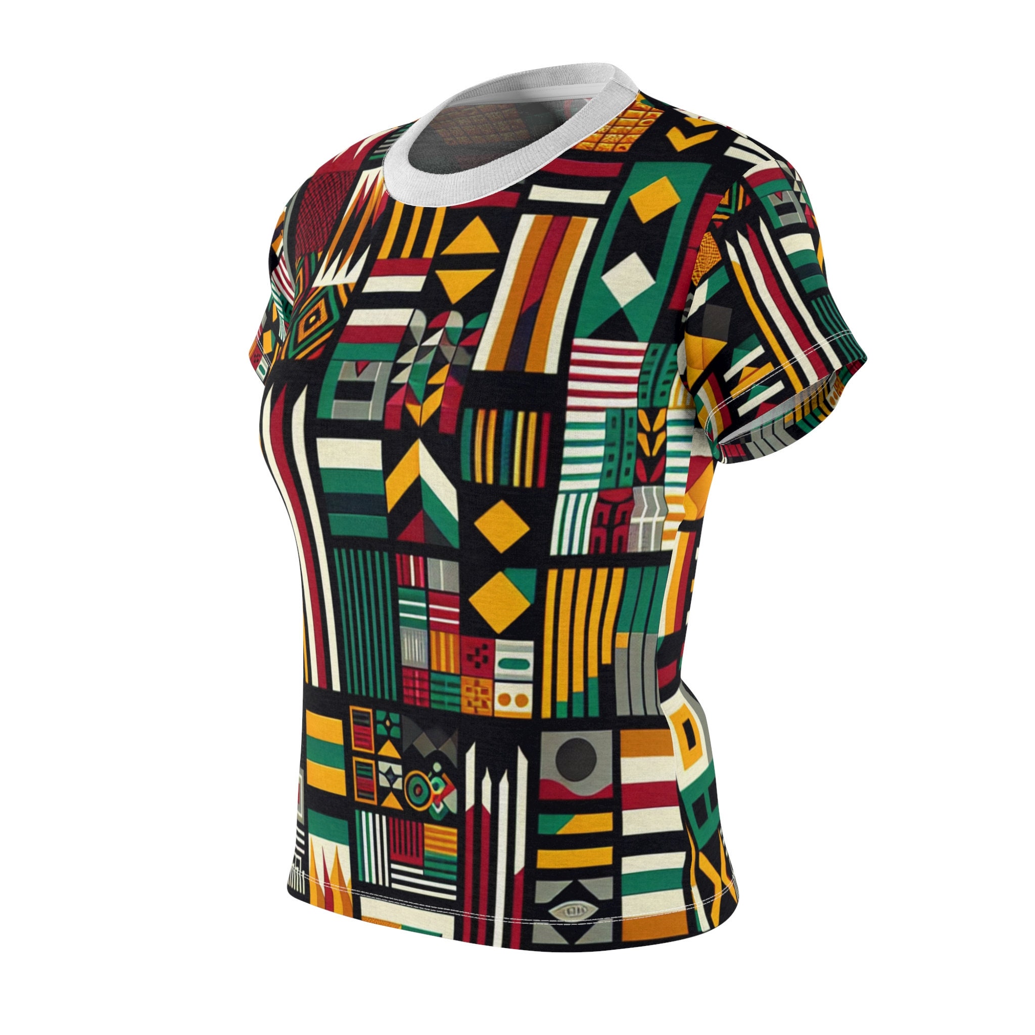 Pan-african Heritage Women's T-shirt: Vibrant Geometric Kente