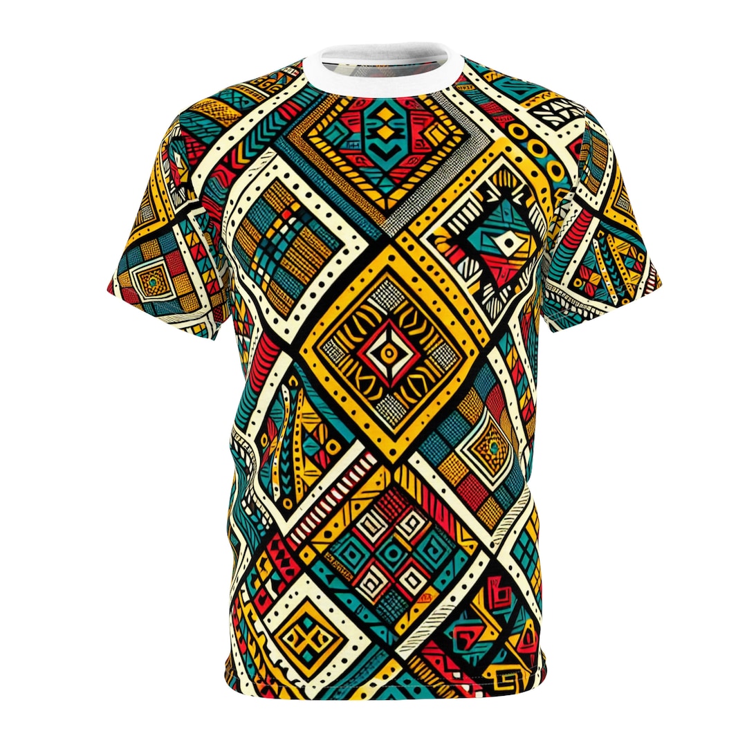 African Tribal Artistry T-shirt, Geometric Vibrancy, Storytelling ...