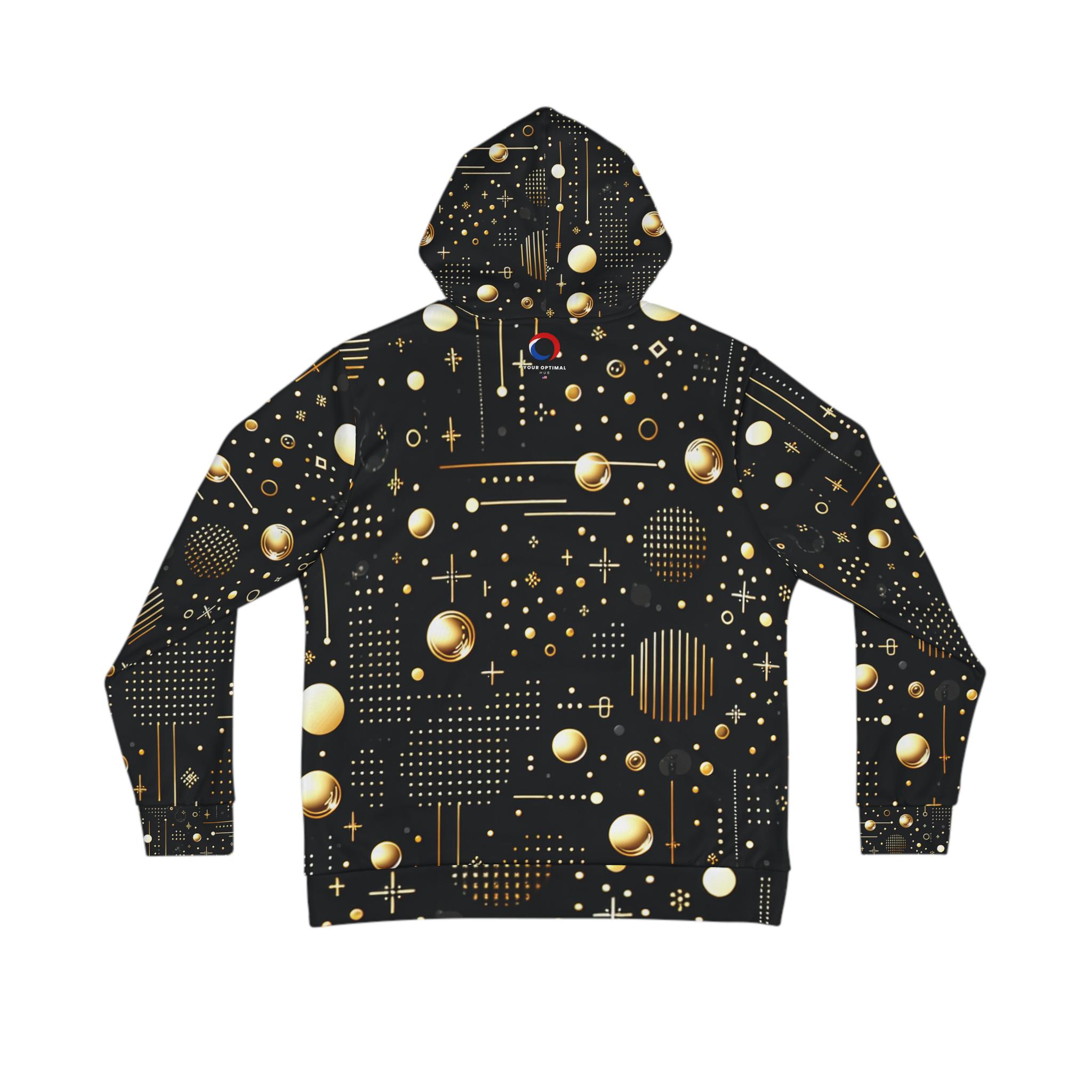 Gold Dots Hoodie: Reflective Minimalist Pattern, Black Streetwear