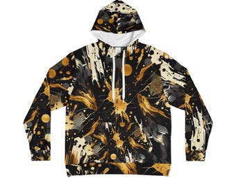 Hoodie met abstracte gouden penseelstreek: moderne grunge-streetwear