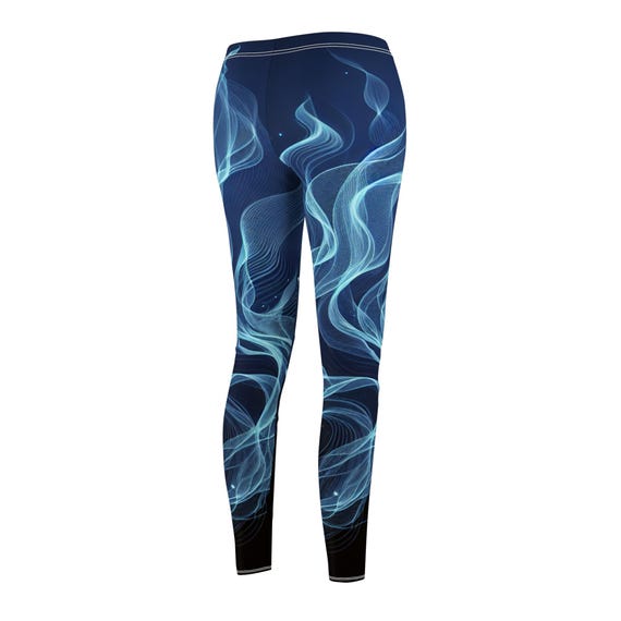 Blacklight Reactive Festival Leggings Neon Fire Wavy Line Art on
