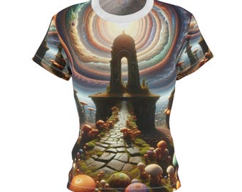 Frauen Alien Landschaft T-shirt: Surreal Mushroom Valley Tee