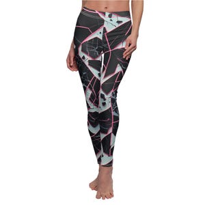 Fractured Mosaic Festival Leggings: Blacklight Reactive Neon Yoga Pants