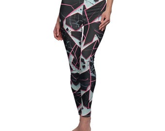 Leggings del Festival Fractured Mosaic: Pantalones de yoga neón reactivos a la luz negra