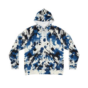 Abstract Expressionism Hoodie: Blue Brushstroke Art, Grunge Streetwear