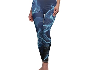 Leggings de festival reactivos a la luz negra: pantalones de yoga con líneas onduladas de neón