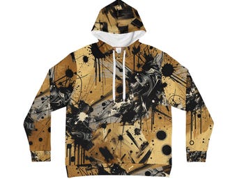 Hoodie met abstract expressionisme: goudfolie-inktvlekontwerp
