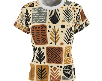 Camiseta africana de tela de barro hecha a mano: Camiseta de arte tribal para mujer