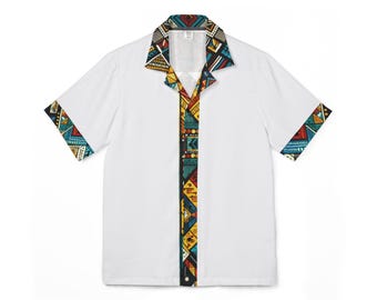 Eclectic African Tribal Diamond Men's Button-Down - Bold Hawaiian Camp Shirt