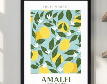 Amalfi Lemon Art Print, Citrus Kitchen Decor (Digital Download)