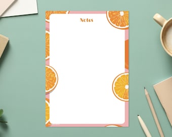 A5 notepad featuring vibrant illustrations of oranges/ 50 tear away pages/ Soft high quality paper/ Gift idea/ Office supplies