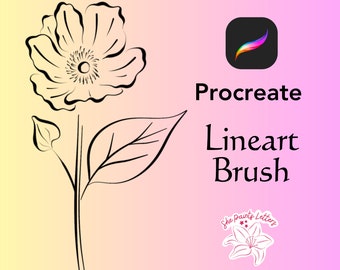 Procreate line art brush, varying thickness, thin to thick lines, 1 brush, Brush name: Thin Taper Lines