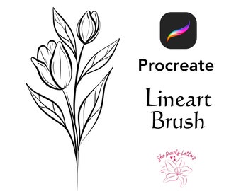 Procreate line art brush, varying thickness, thin to thick lines, 1 brush- Brush name: Thick lines