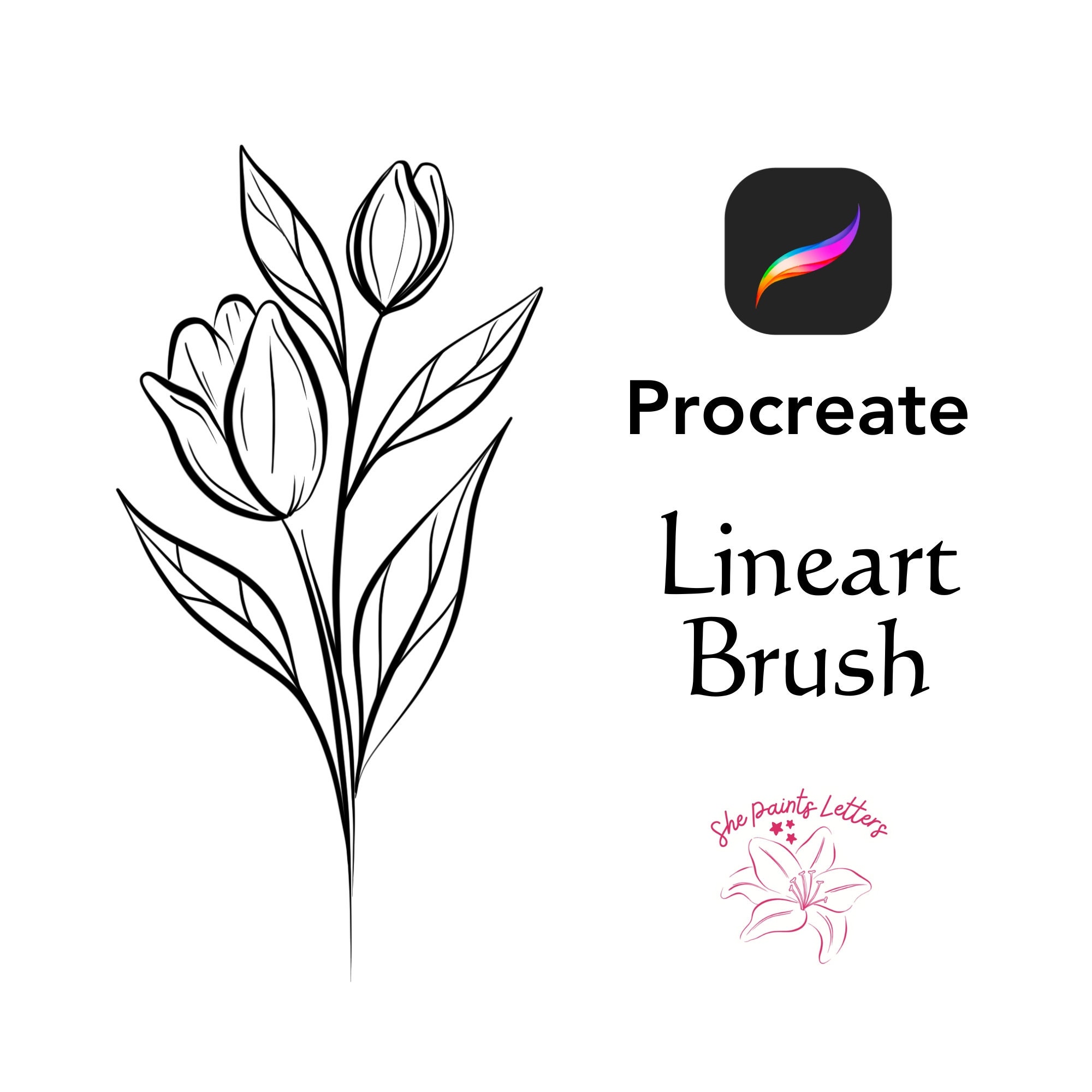 Pincel de Line Art para Procreate con grosor variable — Trazos suaves de fino a grueso para inking y lettering (1 pincel)