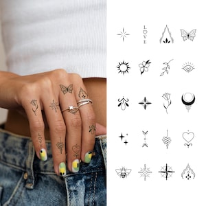 Semi Permanent Tattoo | Hand Tattoo Pack x 20 units | Temporary Tattoo | Fake Tattoo | Hand Tattoos | Last up to 2 Weeks Tattoo | For Woman