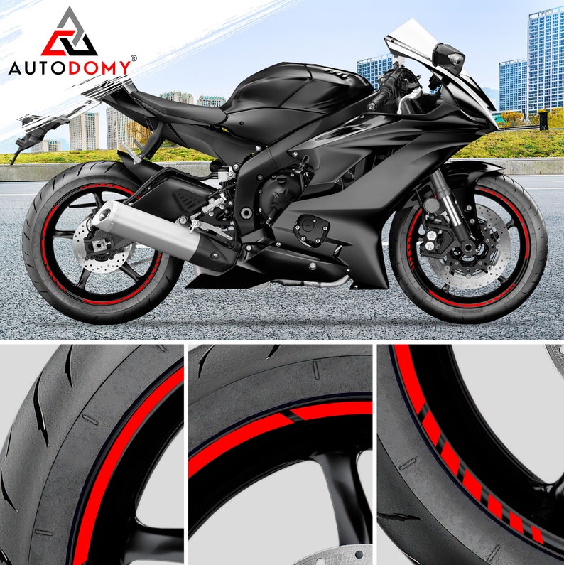 Motorcycle Wheel Rim Tape Stickers Decal Complete Set for 2 Wheels From