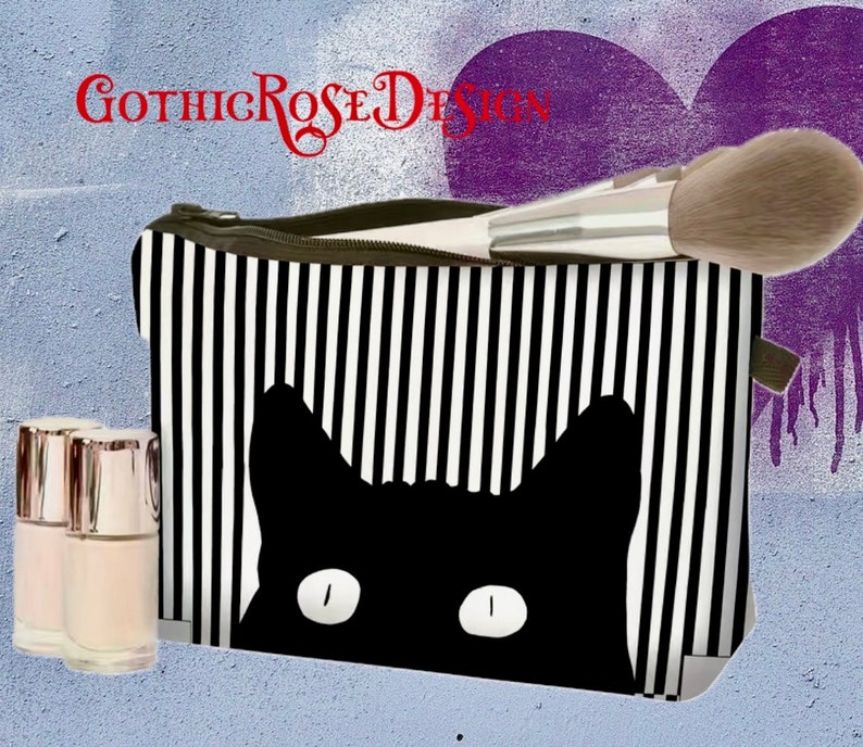 Retro Cat Makeup Bag Black Cat Travel Organiser Cosmetic Etsy UK