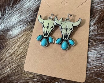 Pendientes de calavera de toro Espíritu del desierto