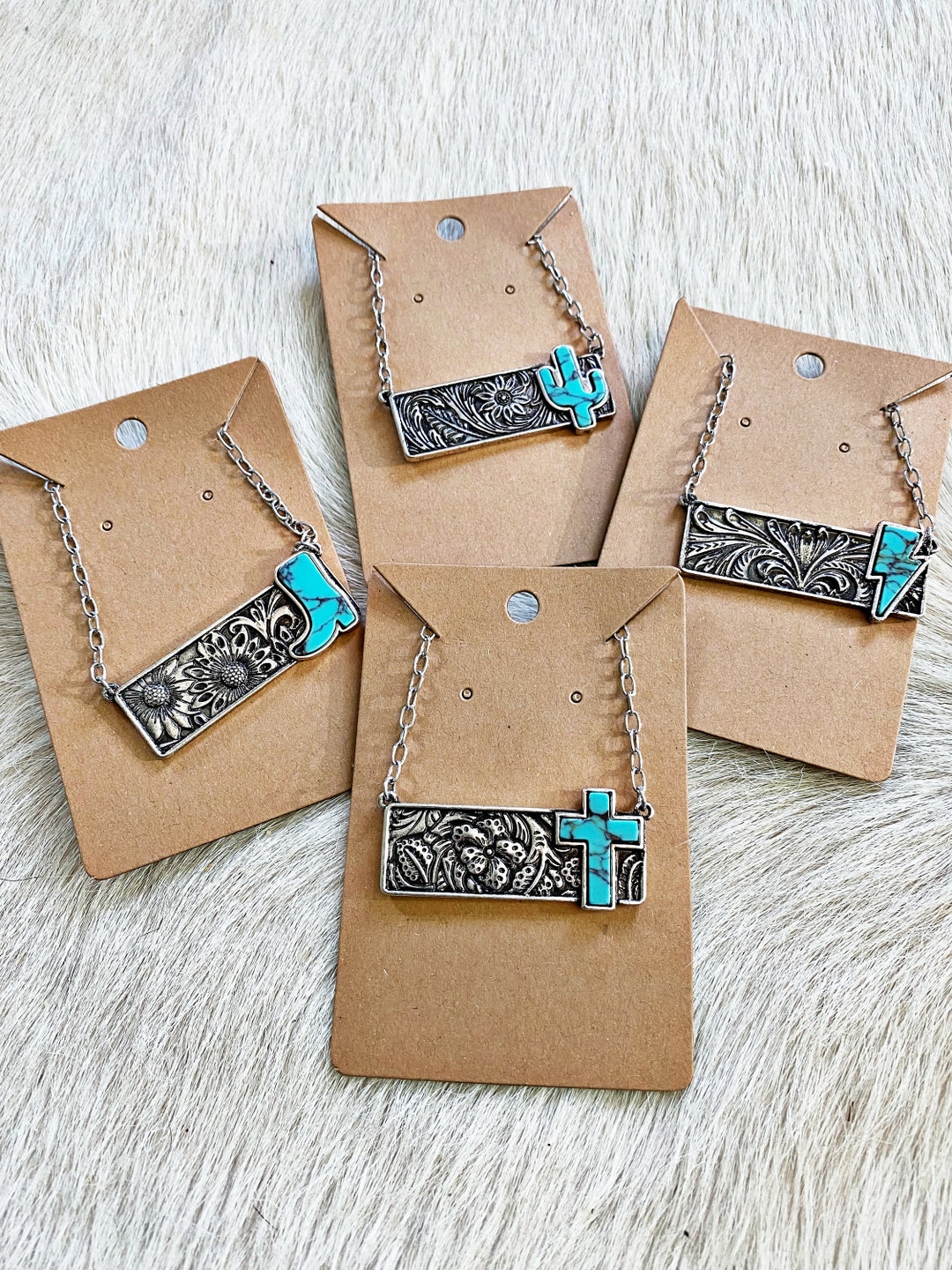 Turquoise Bar Pendant Western Layered Necklace main image 1