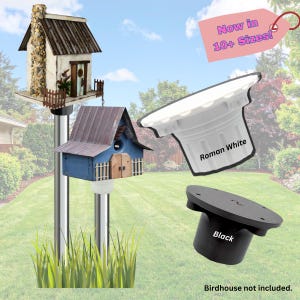 鳥の巣箱用ポールマウント。丸型金属ポール用｜鳥の餌箱用ポールブラケット｜鳥の巣箱マウント（11サイズ、2色）