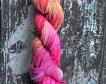 Hand Dyed Bamboo Cotton Yarn, Sunset, Indie Dyed Vegan Fingering Yarn for Baby Blankets, shawls and apparel - 50 gram skein 215 yards