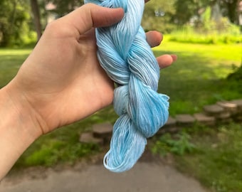 Hand Dyed Tencel Cotton Yarn, Blue Sky Rainbow, 6-Ply
