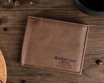 The Best Man Gift, Groomsmen gift, Men's Wallet Gift, Gift for Him, Personalized Wallet, Engraved Wallet, Gift for Husband,