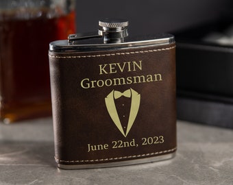 Personalized Wine Flask, Grooms Man Gift, Flask for Him, Gift for Best Man, Personalized Flask, Laser Engraved Flask for man, Liquor Flask