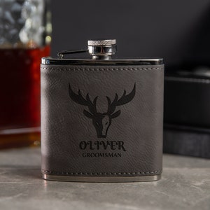 Wedding Present, Wine Flask for Groomsmen, Container for him, Custom Gift for the Best Man, Flask with laser-engraved Design