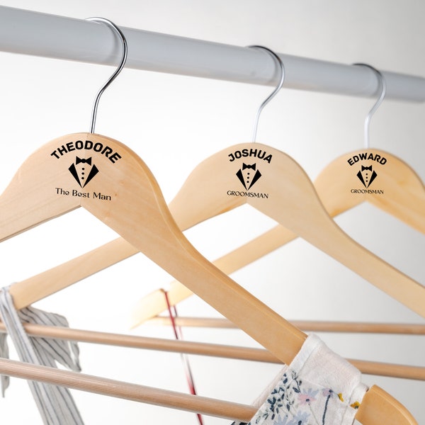 Hangers for Groom, Personalized Groomsman Hangers, Engraved Suit Hanger with Name, Hangers for Wedding, Hangers for Groomsman, Wedding Gift