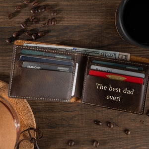 Portefeuille papa militaire personnalisé - Cadeau en cuir gravé pour les papas, les anciens combattants et les camionneurs en poste, un cadeau d'anniversaire ou de fête des pères pour une idée