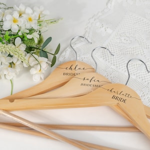 Bride Hangers, Personalized Bridesmaid Hangers, Engraved Dress Hanger with Name, Hangers for Wedding Bridesmaids Hangers, Bridal Gift