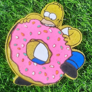 Homie eating donut,Freshie,car air freshener,blue alien,blue alien freshie,cartoon character,cartoon freshie,donut freshie,donut,cartoon fam