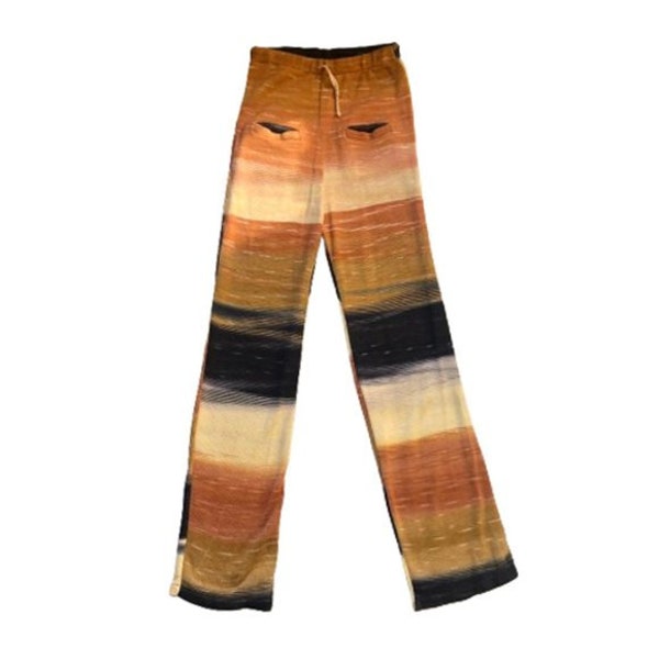 Ontwerpen van Naomi Vintage jaren 90 Y2K kleurrijke gestreepte gebreide broek met hoge taille en wijde pijpen S