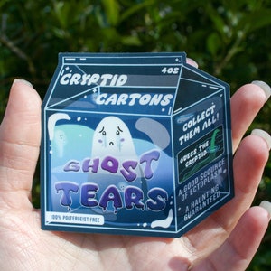 Ghost Cryptid Milk Carton Sticker | Eco-Friendly & Vegan | Splashproof Gifts for Water Bottles, Laptops, Kindle Readers, Journaling, Mirrors