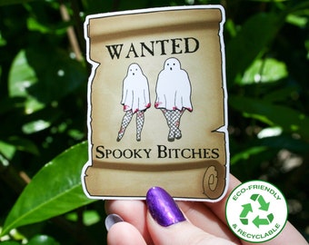 Spooky Bitches Ghost Sticker, Vegan Waterproof Vinyl