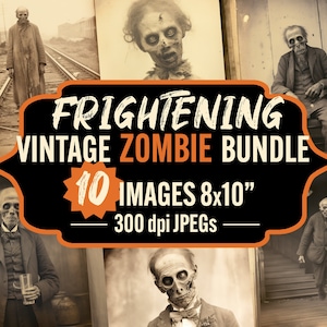 Zombie JPG Bundle, Vintage Style Pages for Scrapbook, Junk Journal, Collage Crafting