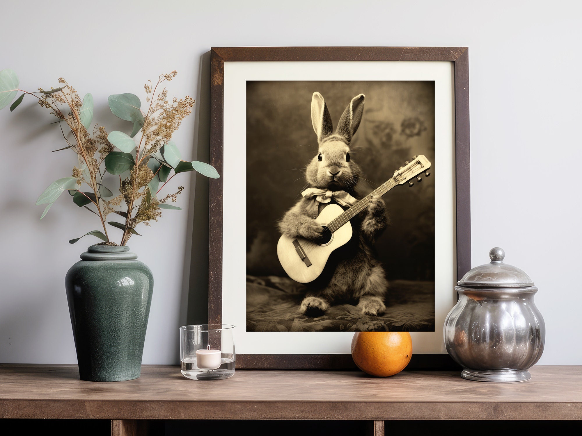Printable Bunny Guitar Player, Wall Art Download for Music Room ...