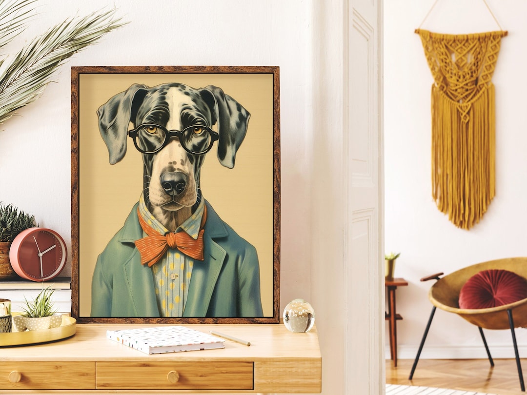Great Dane Wall Art Quirky Prints Dog Wall Art for Men Gifts Art Dogs