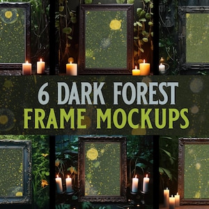 Antique Frame Mockups Bundle, dark forest witchy black vintage vertical frames, easy digital download