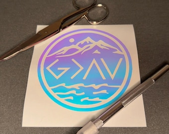 God Is Greater Than Ups Downs Vinyl Decal | Faith Sticker for Car, Tumbler, Laptop